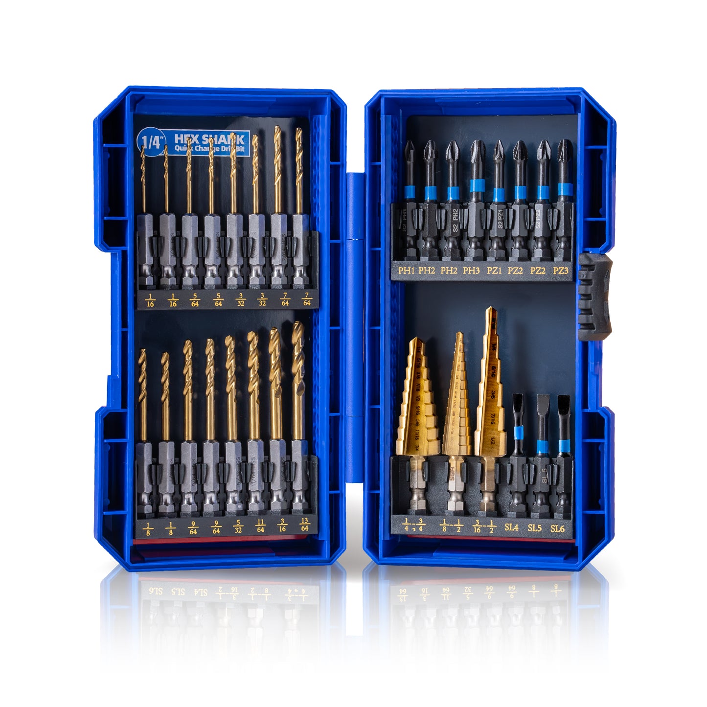 30 PCS Impact Driver Bit Set Include Screwdriver Bit Set, Step Drill Bit, Hex Shank Drill Bit