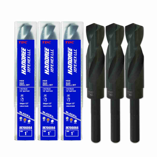 Black Oxide Reduced Shank Drill Bit 1" 3PCS