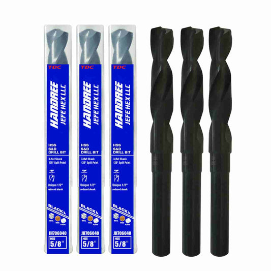 Black Oxide Reduced Shank Drill Bit 5/8" 3PCS