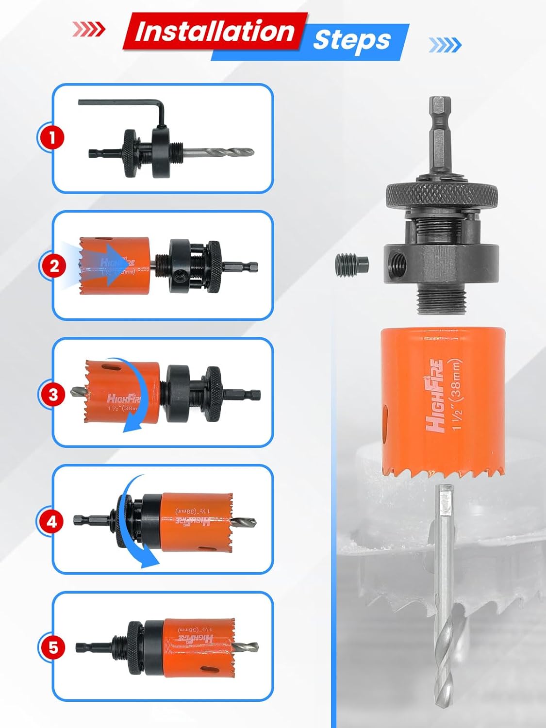 17 PCS Hex Shank Bi-Metal Hole Saw Kit