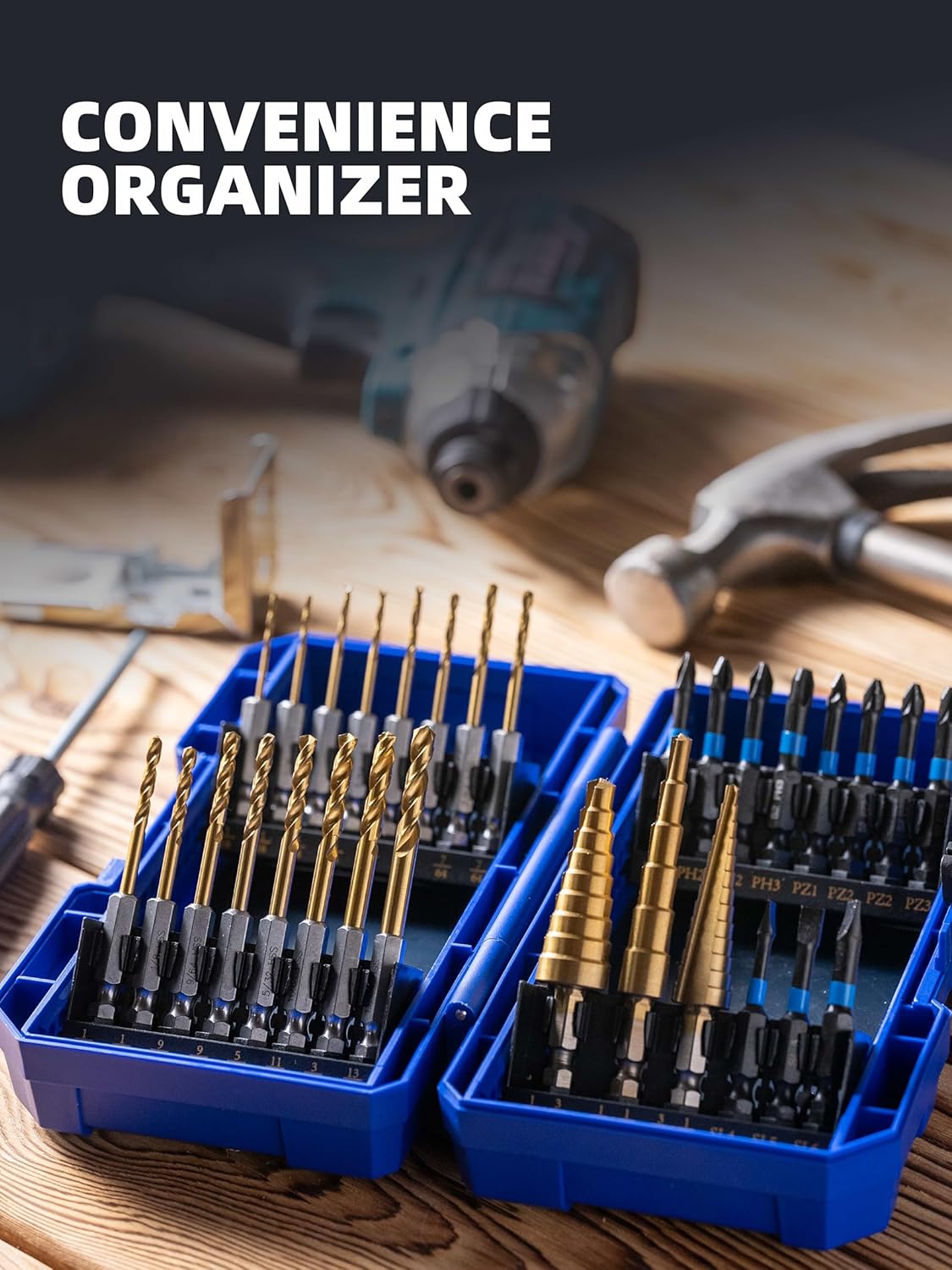 30 PCS Impact Driver Bit Set Include Screwdriver Bit Set, Step Drill Bit, Hex Shank Drill Bit