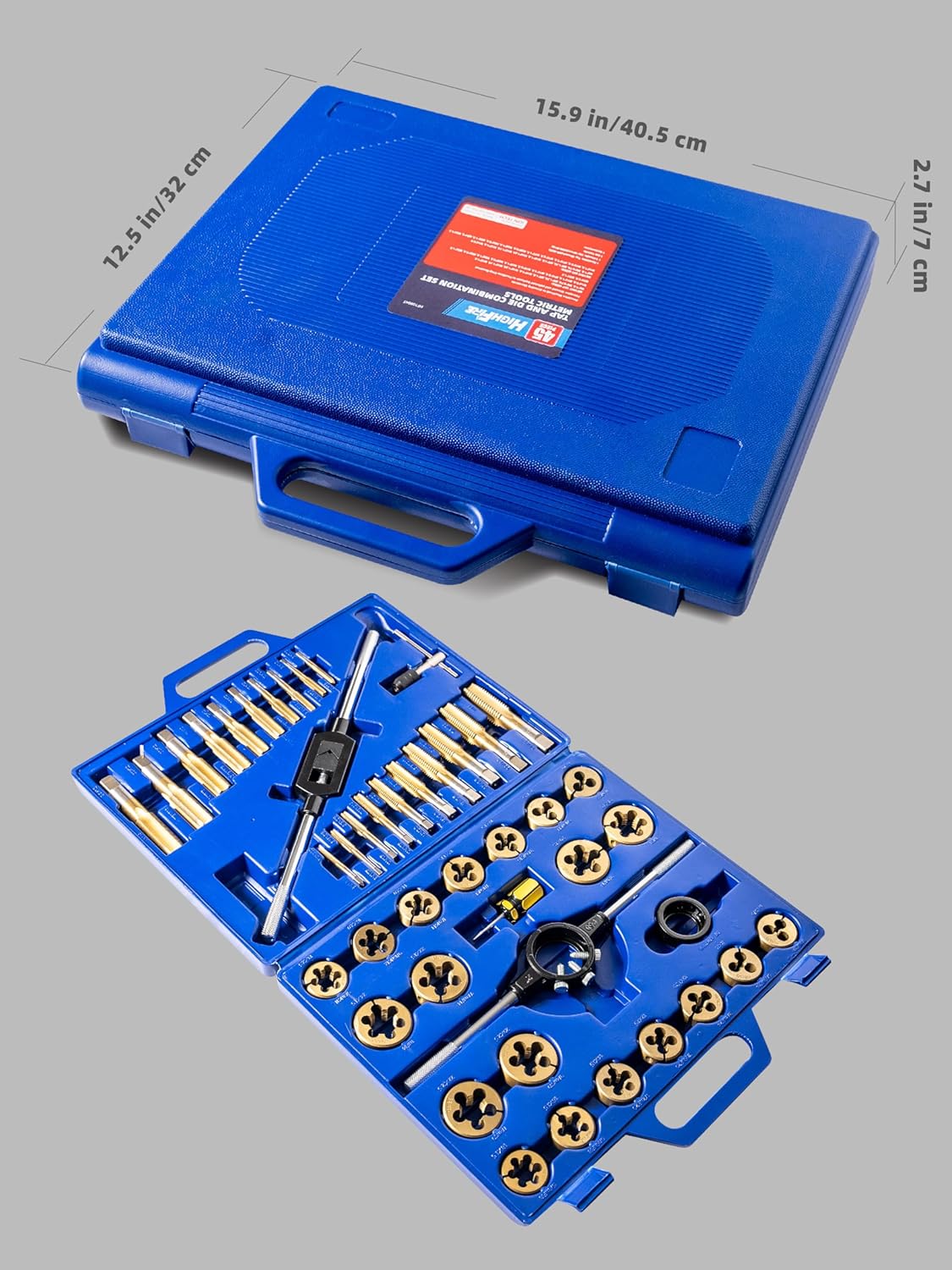 45PCS Metric Tap and Die Set For Cutting External & Internal Threads