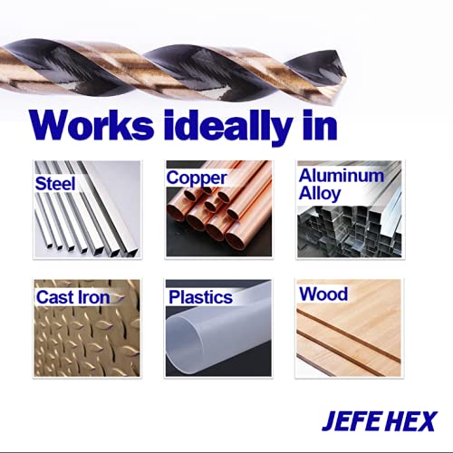 JEFE HEX 7/32" 3 Pieces Black & Gold Finished HSS Drill Bits