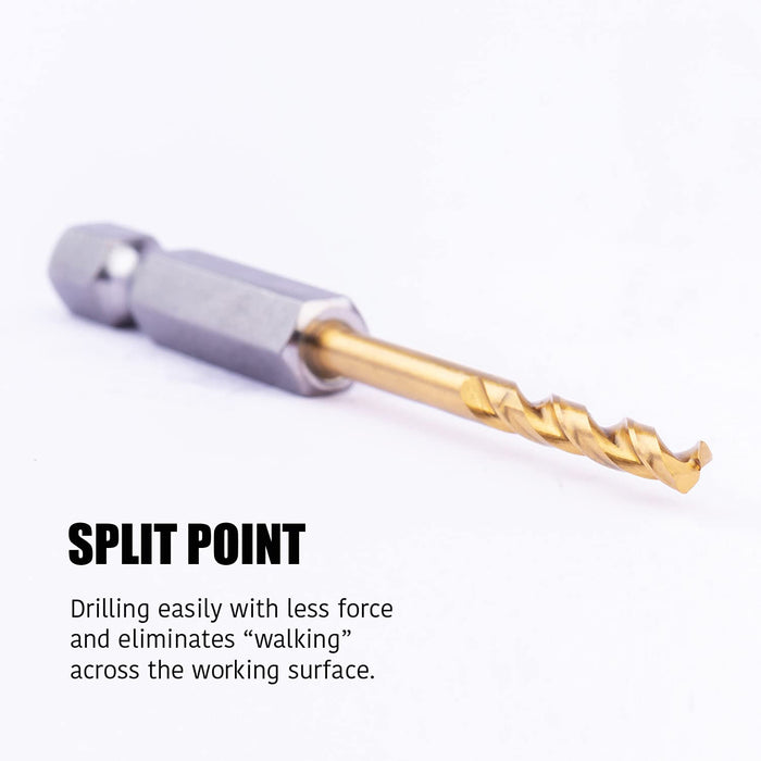 JEFE HEX 3/32 HSS Titanium Hex Shank Drill Bit (Pack of 12)