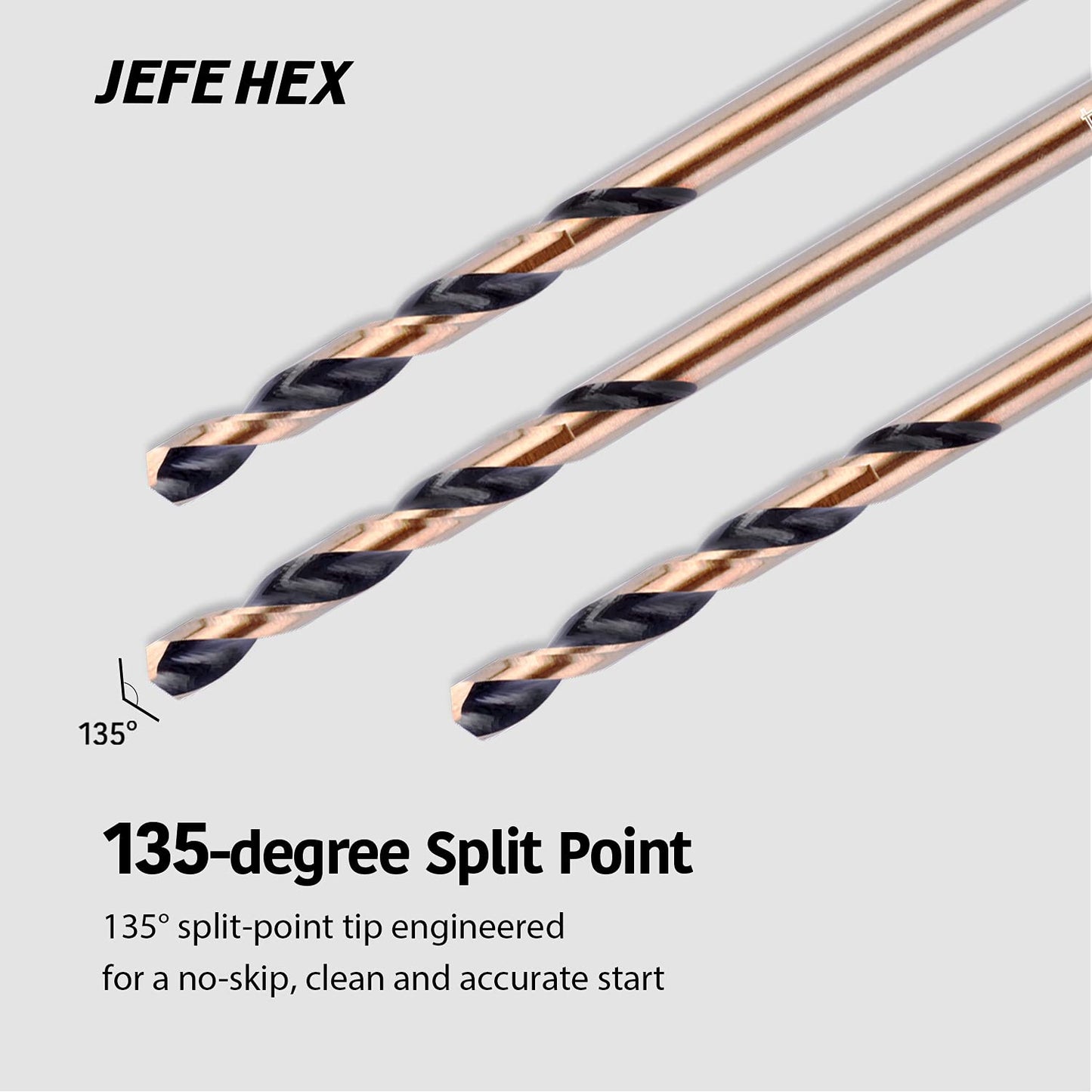 JEFE HEX Drill Bit Set- HSS Jobber Drill Bits, 3-Flat Shank, Black and