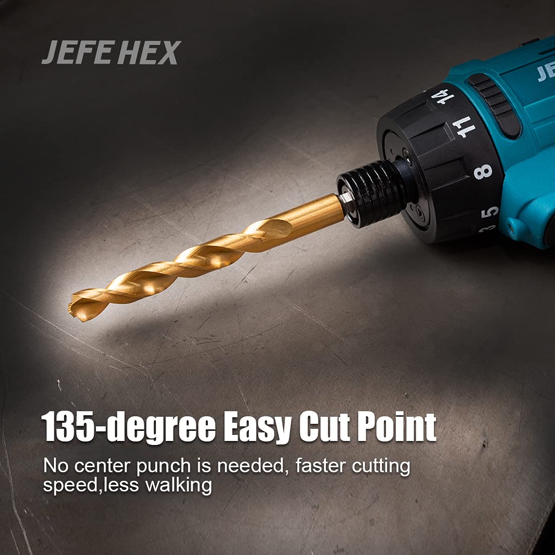 JEFE HEX 9/64" HSS Hex Shank Drill Bits with Titanium Coated