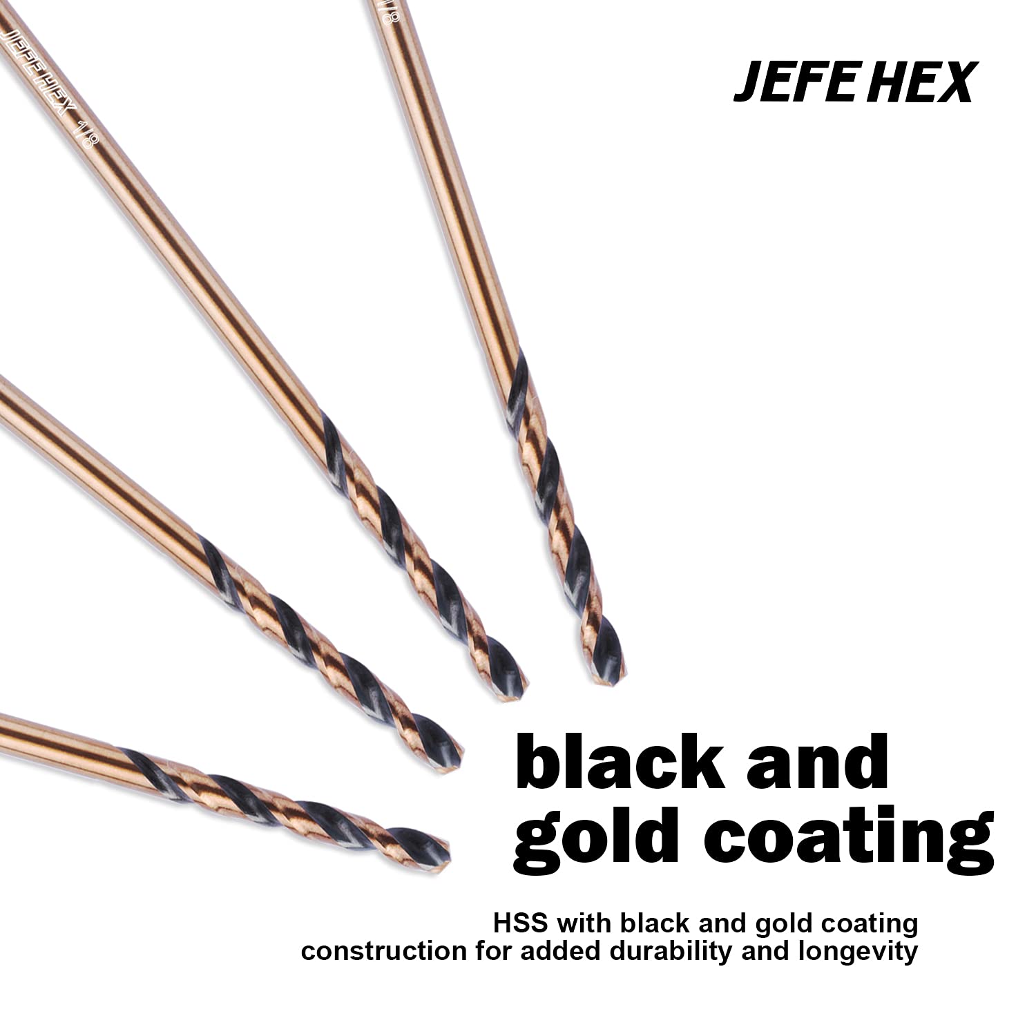 JEFE HEX Drill Bit Set- HSS Jobber Drill Bits, 3-Flat Shank, Black and