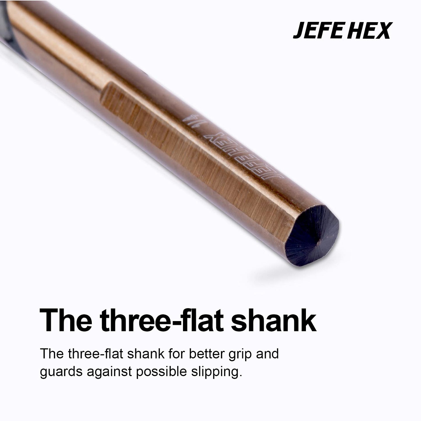 JEFE HEX Drill Bit Set- HSS Jobber Drill Bits, 3-Flat Shank, Black and Gold with 135 Degree Split Tip. 3/32", 1/8", 5/32", 3/16", 1/4" (Pack of 5)