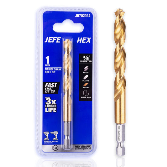 JEFE HEX 3/8" Hex Shank Titanium HSS Twist Drill Bits