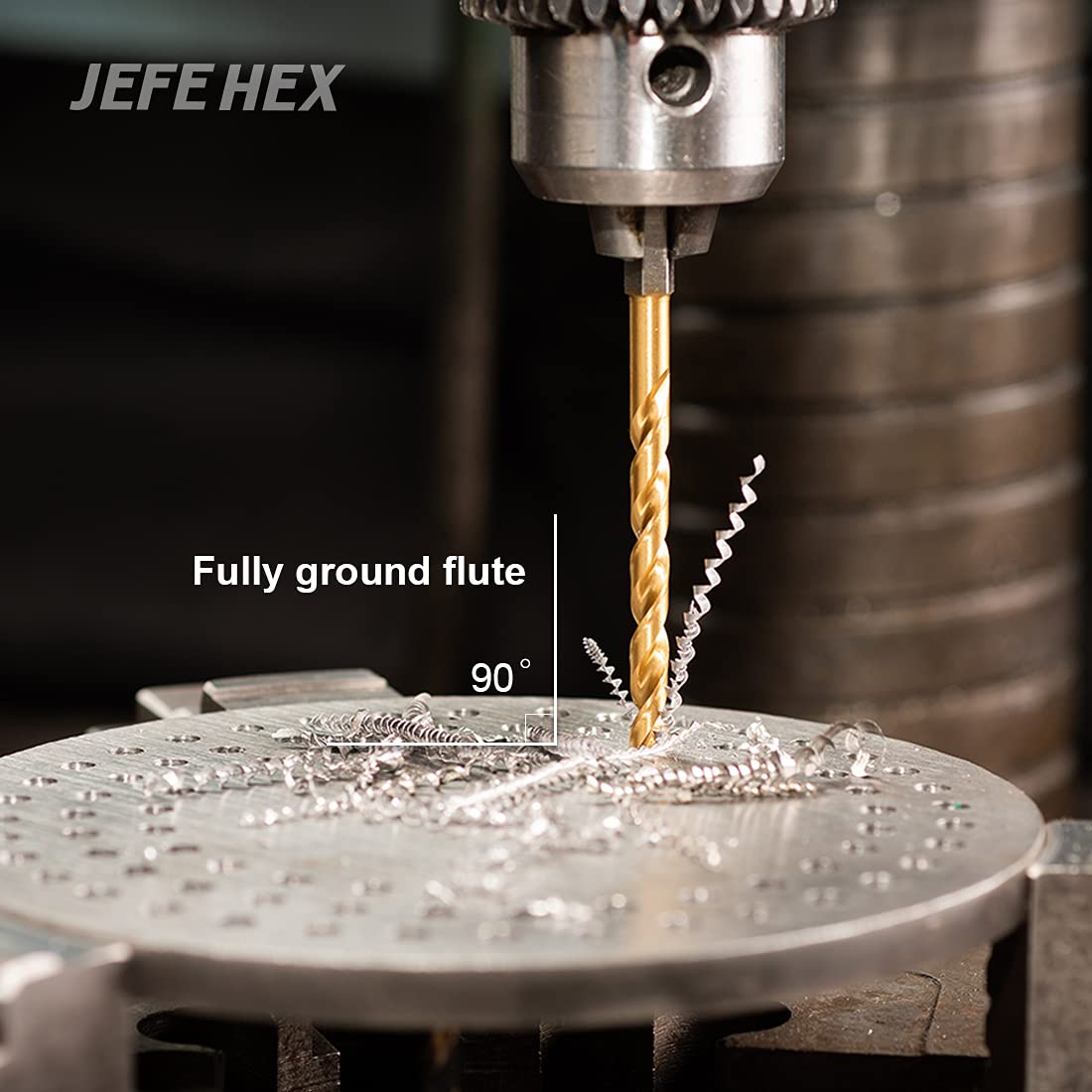 JEFE HEX 1/16" HSS Titanium Hex Shank Drill Bits, 135 Degree Split Point(Pack of 12)