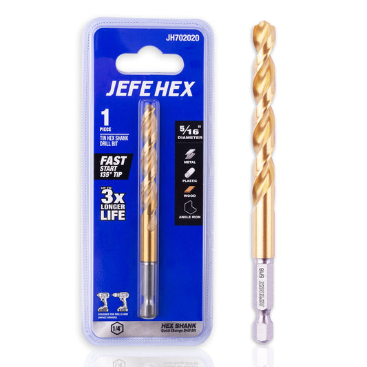 JEFE HEX 5/16" Hex Shank Titanium HSS Twist Drill Bits